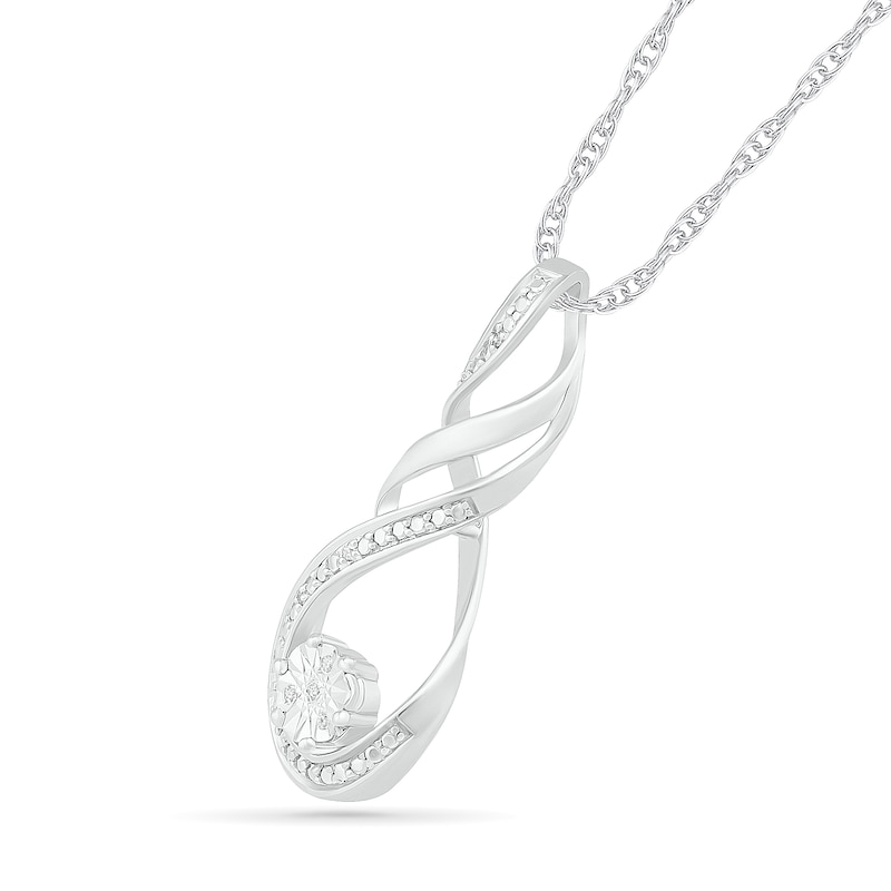 Diamond Accent Cascading Twist Pendant in Sterling Silver