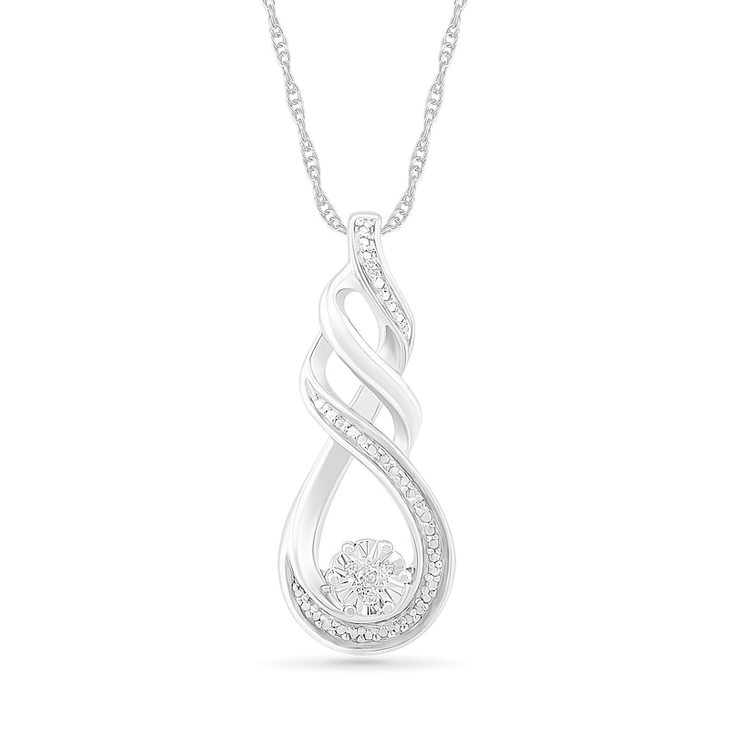 Diamond Accent Cascading Flame Pendant in Sterling Silver|Peoples Jewellers