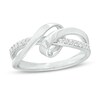 Thumbnail Image 1 of 0.09 CT. T.W. Diamond Ribbon Overlay Ring in 10K White Gold