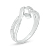 Thumbnail Image 3 of 0.09 CT. T.W. Diamond Ribbon Overlay Ring in 10K White Gold