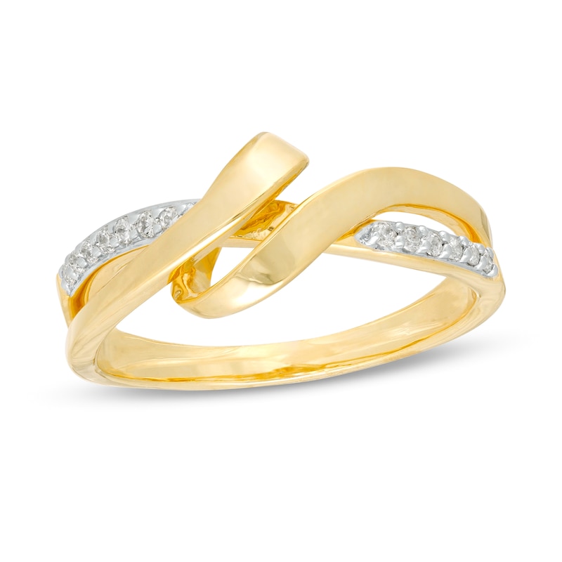 0.09 CT. T.W. Diamond Ribbon Overlay Ring in 10K Gold