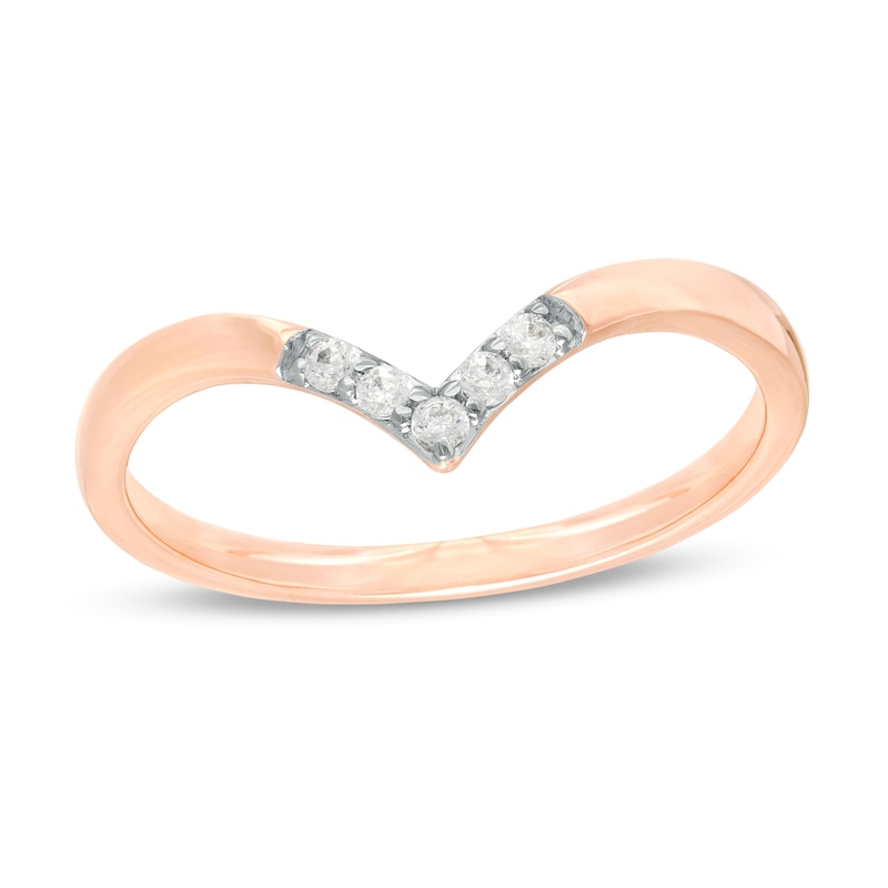 0.07 CT. T.W. Diamond Chevron Ring in 10K Rose Gold