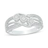 Thumbnail Image 1 of 0.09 CT. T.W. Diamond Frame Three Stone Bypass Promise Ring in Sterling Silver