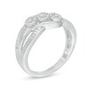 Thumbnail Image 3 of 0.09 CT. T.W. Diamond Frame Three Stone Bypass Promise Ring in Sterling Silver
