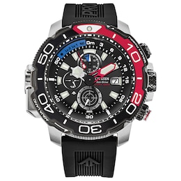 Men's Citizen Eco-Drive® Promaster Aqualand Chronograph Strap Watch with Black Dial (Model: BJ2167-03E)