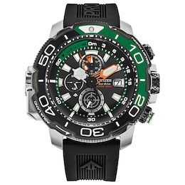 Men's Citizen Eco-Drive® Promaster Aqualand Chronograph Strap Watch with Black Dial (Model: BJ2168-01E)