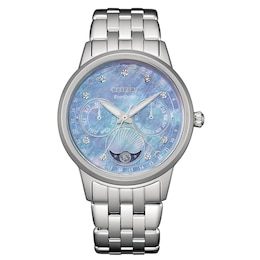 Ladies' Citizen Eco-Drive® Calendrier Diamond Accent Chronograph Watch with Mother-of-Pearl Dial (Model: FD0000-52N)