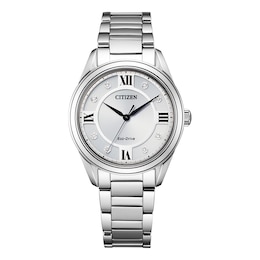 Ladies' Citizen Eco-Drive® Fiore Diamond Accent Watch with Silver-Tone Dial (Model: EM0870-58A)