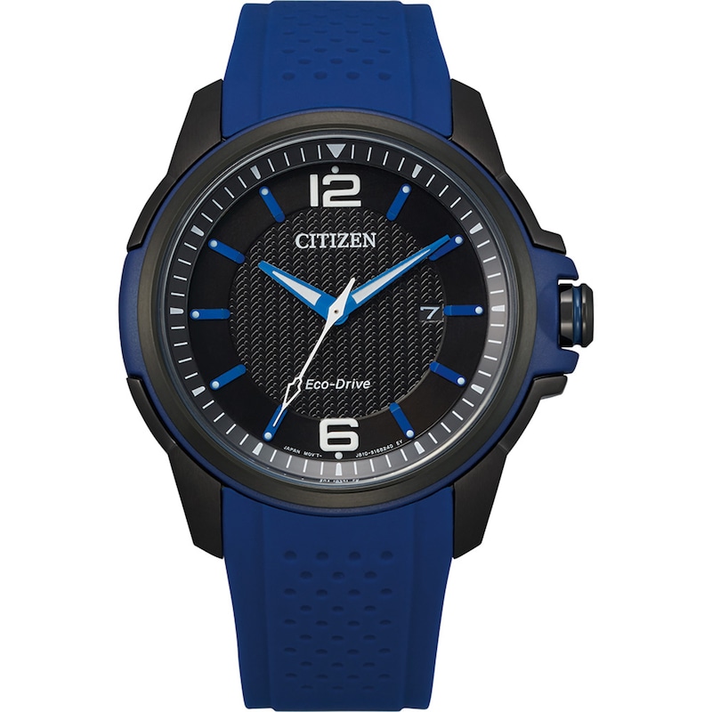 Men's Citizen Eco-Drive® Drive Two-Tone Strap Watch with Textured Black Dial (Model: AW1655-01E)|Peoples Jewellers