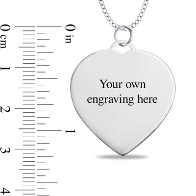 Engravable "We may be apart but you are always close to my heart" Heart Disc Pendant in Sterling Silver (1-3 Lines)