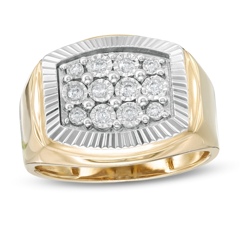 Men's 0.25 CT. T.W. Composite Diamond Cushion Frame Ring in 10K Gold|Peoples Jewellers