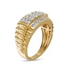 Thumbnail Image 2 of Men's 0.50 CT. T.W. Diamond Vertical Row Border Ribbed Shank Ring in 10K Gold