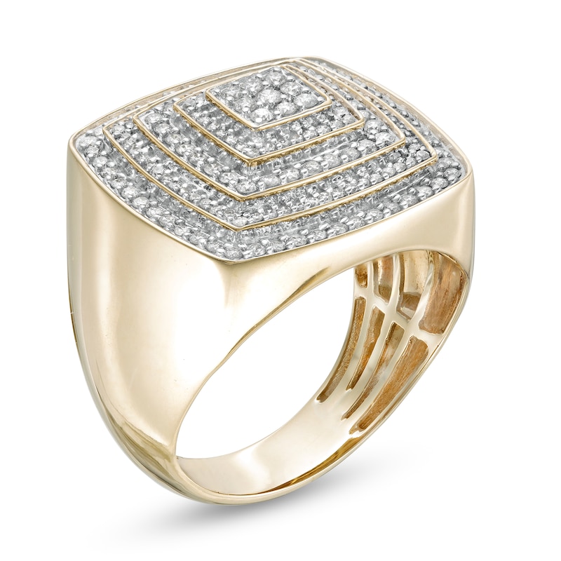 Men's 1.00 CT. T.W. Square Composite Diamond Multi-Frame Ring in 10K Gold