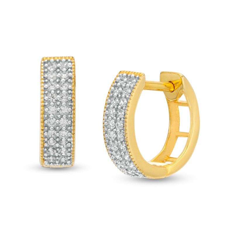 Men's 0.13 CT. T.W. Diamond Multi-Row Hoop Earrings in 10K Gold|Peoples Jewellers