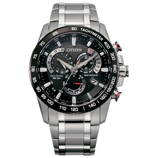 Men's Citizen Eco-Drive® Perpetual Chrono A-T Watch with Black Dial (Model: CB5898-59E)