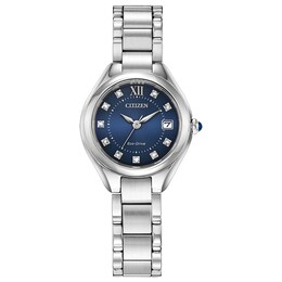Ladies' Citizen Eco-Drive® Silhouette Crystal Accent Watch with Dark Blue Dial (Model: EW2540-83L)