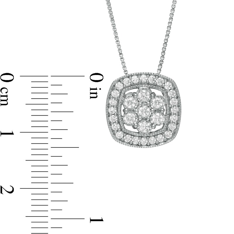 Main Image 3 of 0.50 CT. T.W. Composite Diamond Cushion Frame Pendant in Sterling Silver