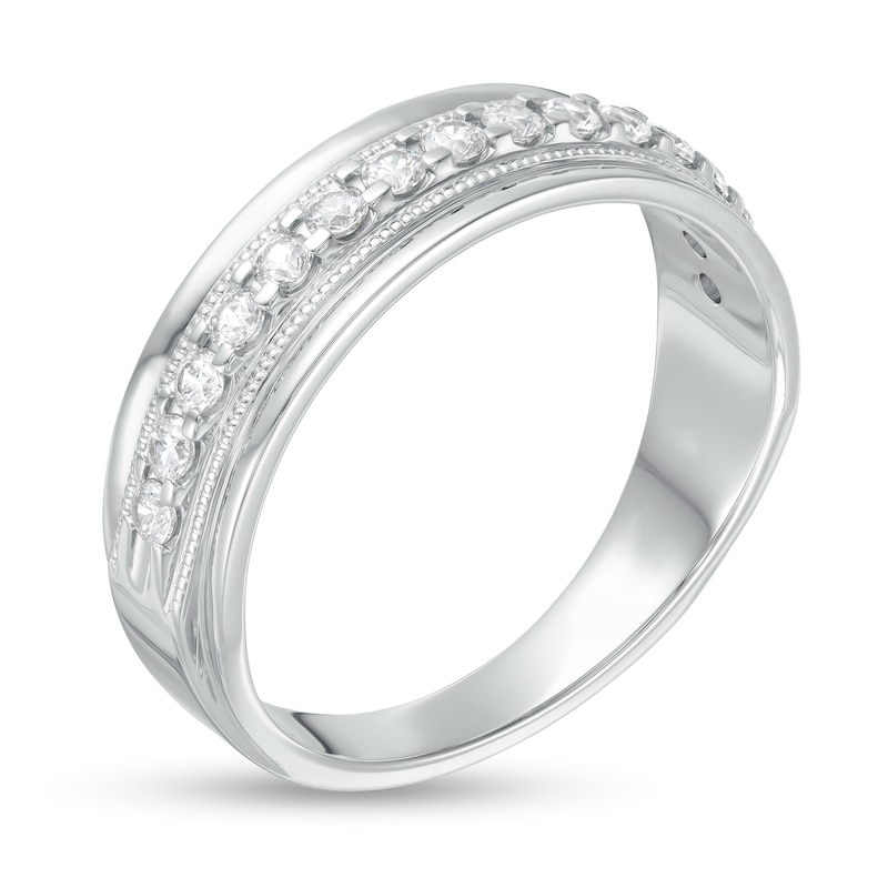 Men's 0.50 CT. T.W. Diamond Milgrain Anniversary Band in 10K White Gold