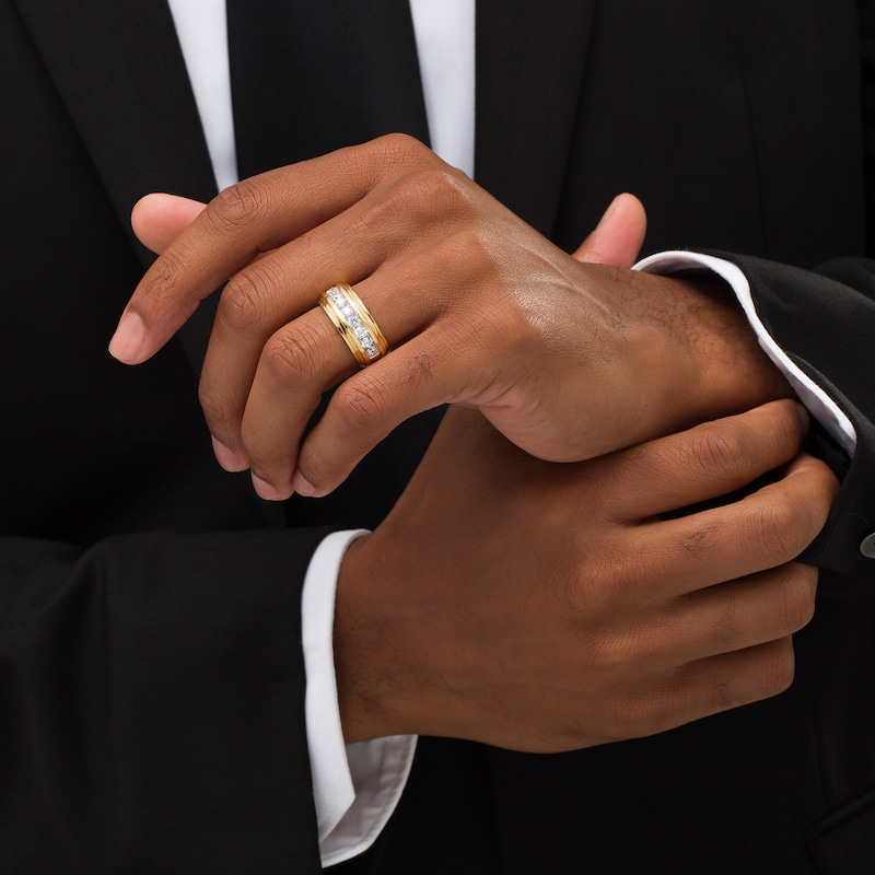 Main Image 2 of Men's 1.23 CT. T.W. Diamond Anniversary Band in 10K Gold