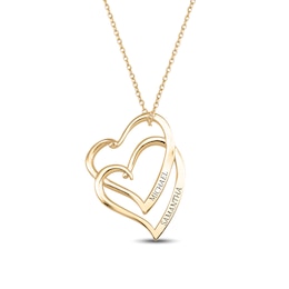 Couple's Engravable Interlocking Double Heart Pendant (2 Names)