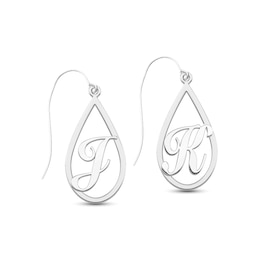 Script Initial Teardrop Earrings (1 Initial)