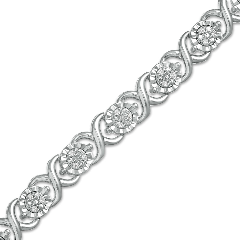 0.25 CT. T.W. Diamond Alternating "X" Line Bracelet in Sterling Silver - 7.25"|Peoples Jewellers