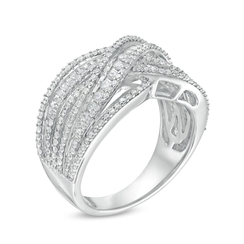 Main Image 3 of 1.00 CT. T.W. Diamond Layered Overlay Ring in Sterling Silver