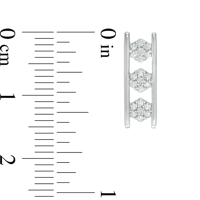 0.25 CT. T.W. Composite Diamond Linear Three Stone Station Drop Earrings in 10K White Gold