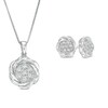 0.20 CT. T.W. Composite Diamond Swirl Frame Pendant and Stud Earrings Set in Sterling Silver