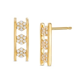 0.25 CT. T.W. Composite Diamond Linear Three Stone Station Drop Earrings in 10K Gold