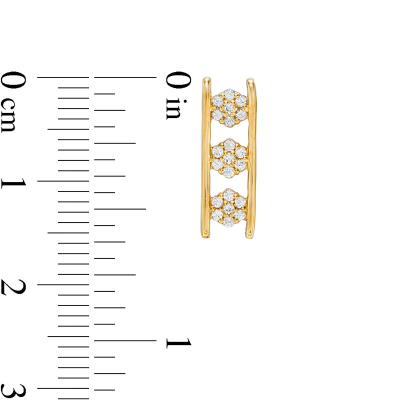 Main Image 3 of 0.25 CT. T.W. Composite Diamond Linear Three Stone Station Drop Earrings in 10K Gold