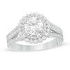 Thumbnail Image 0 of 1.58 CT. T.W. Diamond Frame Multi-Row Split Shank Engagement Ring in 10K White Gold