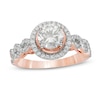 Thumbnail Image 0 of 1.37 CT. T.W. Diamond Frame Twist Shank Engagement Ring in 10K Rose Gold