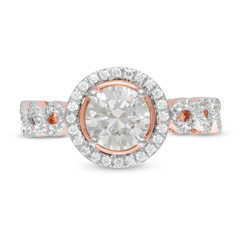 Main Image 4 of 1.37 CT. T.W. Diamond Frame Twist Shank Engagement Ring in 10K Rose Gold