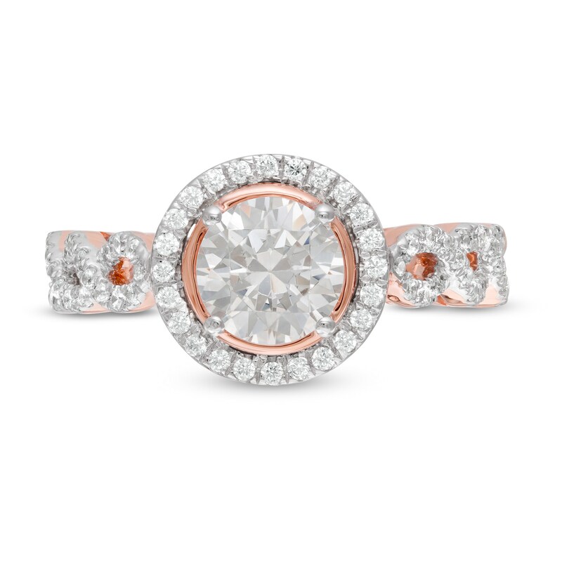 1.37 CT. T.W. Diamond Frame Twist Shank Engagement Ring in 10K Rose Gold