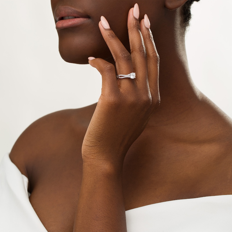 Main Image 2 of 1.45 CT. T.W. Diamond Curvy Split Shank Engagement Ring in 10K Rose Gold