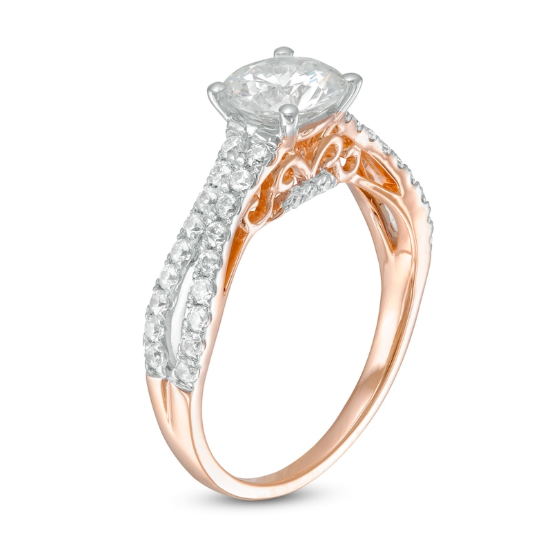 Main Image 3 of 1.45 CT. T.W. Diamond Curvy Split Shank Engagement Ring in 10K Rose Gold