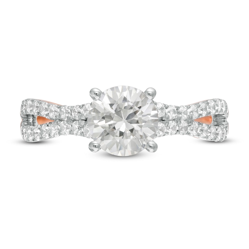 Main Image 4 of 1.45 CT. T.W. Diamond Curvy Split Shank Engagement Ring in 10K Rose Gold