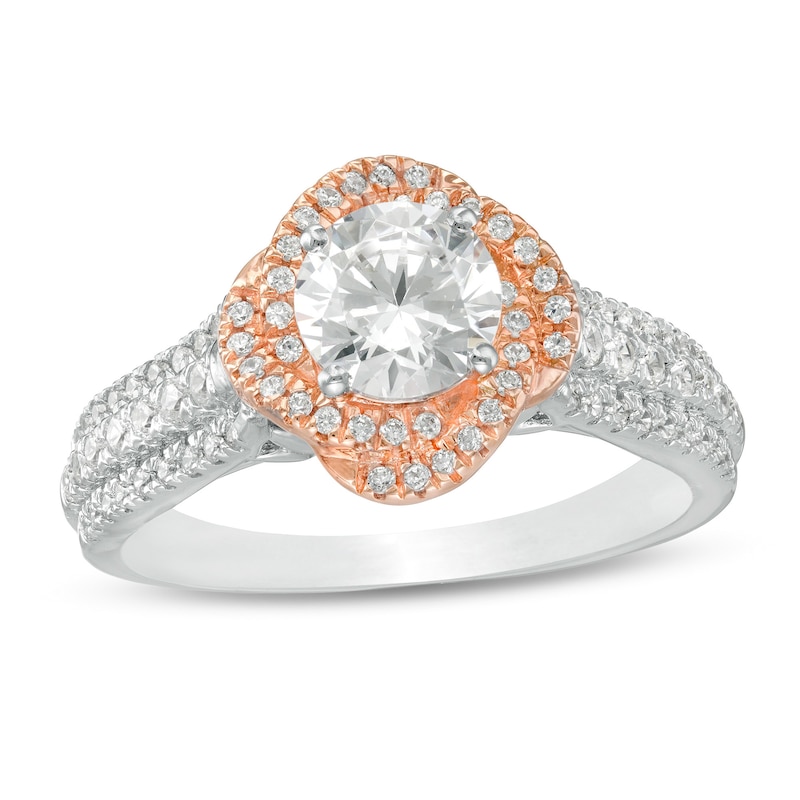 1.23 CT. T.W. Diamond Swirl Frame Engagement Ring in 10K Two-Tone Gold|Peoples Jewellers