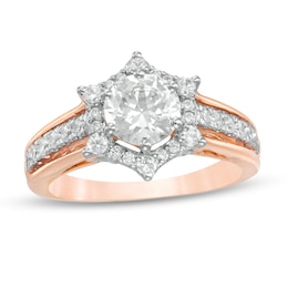 1.58 CT. T.W. Diamond Hexagon Frame Engagement Ring in 10K Rose Gold