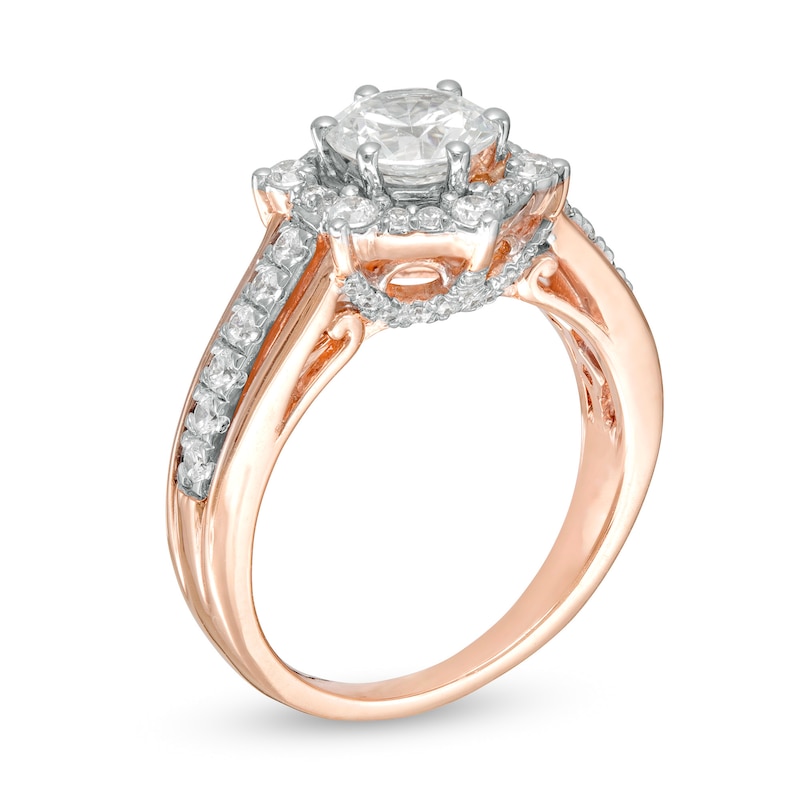 Main Image 3 of 1.58 CT. T.W. Diamond Hexagon Frame Engagement Ring in 10K Rose Gold