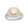 Thumbnail Image 1 of 1.29 CT. T.W. Diamond Scallop and Cushion Double Frame Split Shank Engagement Ring in 10K Two-Tone Gold