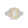 Thumbnail Image 4 of 1.29 CT. T.W. Diamond Scallop and Cushion Double Frame Split Shank Engagement Ring in 10K Two-Tone Gold