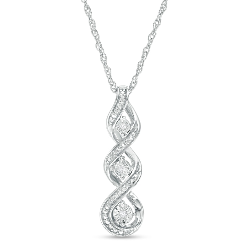 Diamond Accent Linear Three Stone Cascading Infinity Pendant in Sterling Silver|Peoples Jewellers