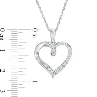 Diamond Accent Ribbon Heart Pendant in Sterling Silver