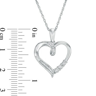 Diamond Accent Ribbon Heart Pendant in Sterling Silver