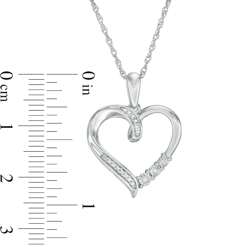 Diamond Accent Ribbon Heart Pendant in Sterling Silver