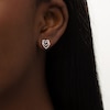 Thumbnail Image 2 of Diamond Accent Linear Double Heart Stud Earrings in Sterling Silver