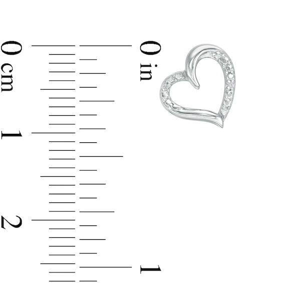 Diamond Accent Tilted Heart Stud Earrings in Sterling Silver