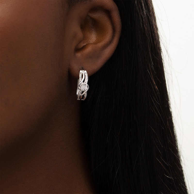 Diamond Accent Bypass Split Row Hoop Earrings in Sterling Silver